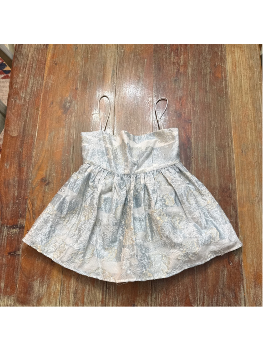 Stine Goya SGHari Cutout Metallic Floral Jacquard Peplum Cami Top Ice Blue XS